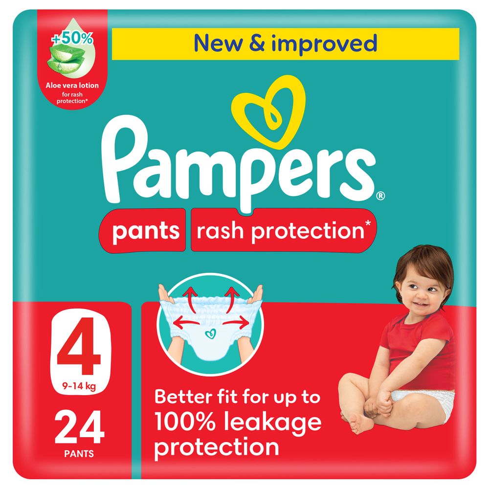 Pampers - Rash Protection Diapers Pants With Aloe Vera - Size 4 - 9-14kg - 24 Pcs