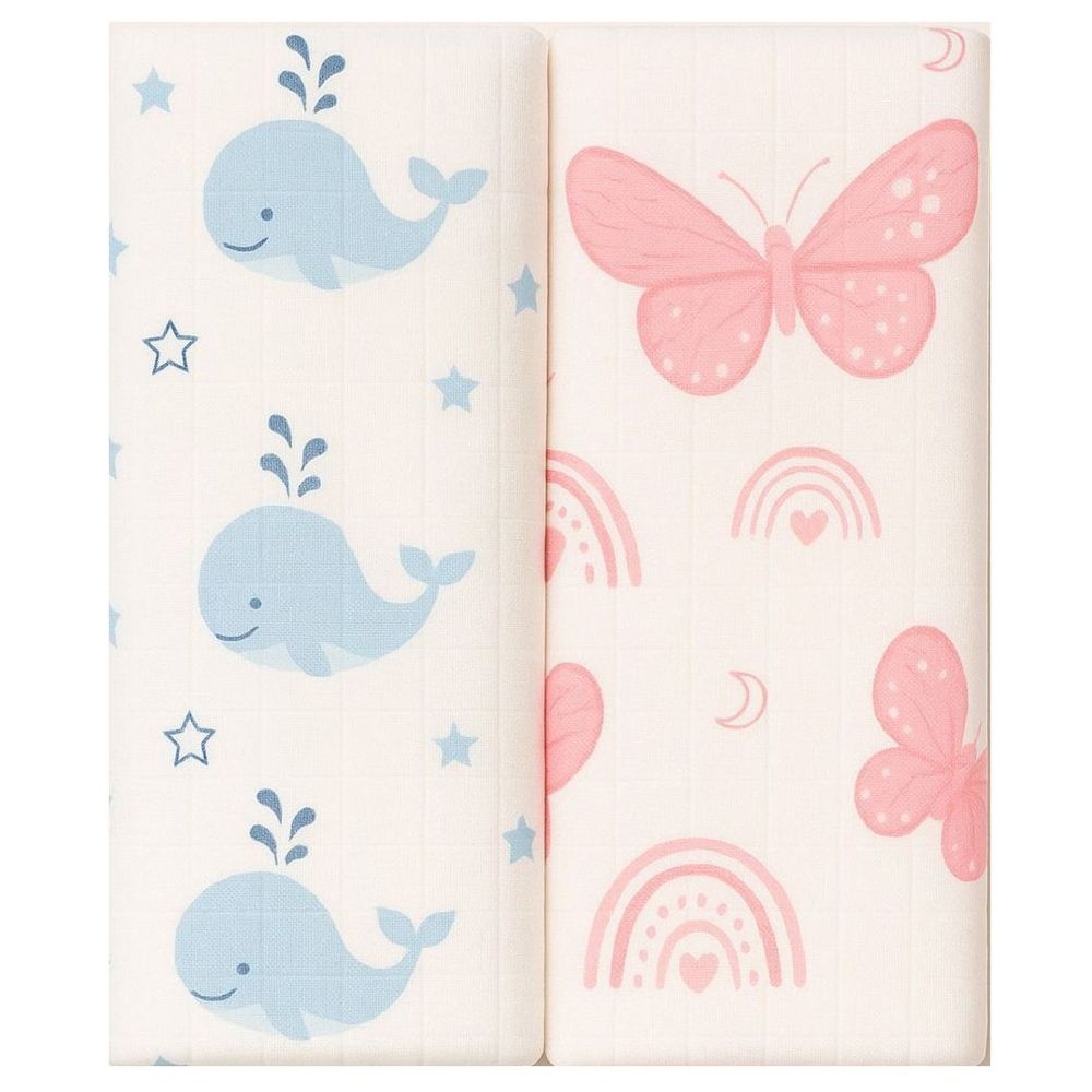 Tummy - Baby Essential Swaddle Butterfly-whale Combo Pack Of 2