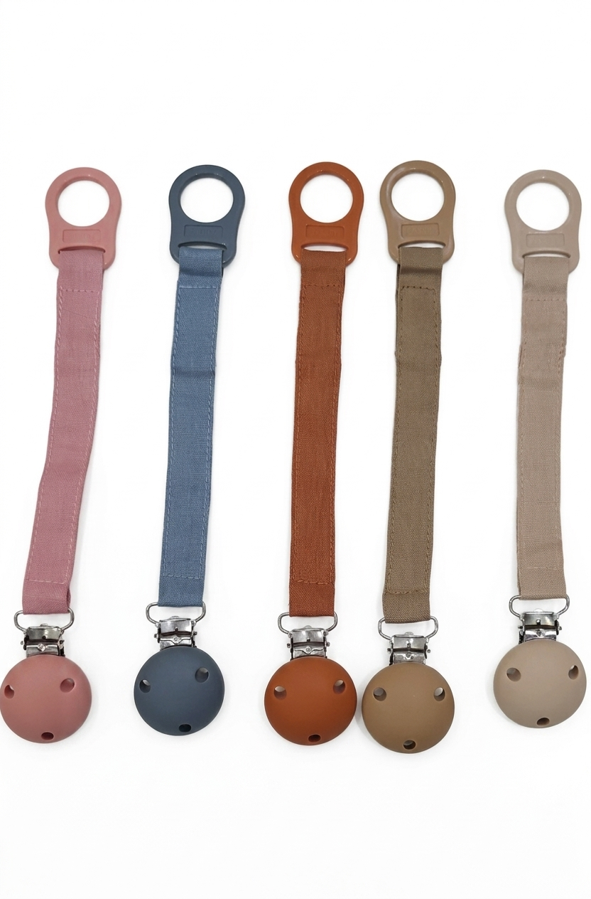 Maxims - Linen And Silicone Pacifier Clip - Multicolor