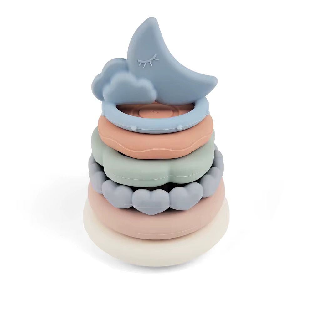 Maxims - Baby Stacking Teether Toy - Moon Shape - 6 Pc Set
