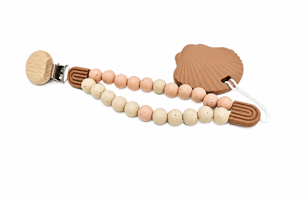 Maxims - Sienna Sands Seashell Pacifier Clip And Teether