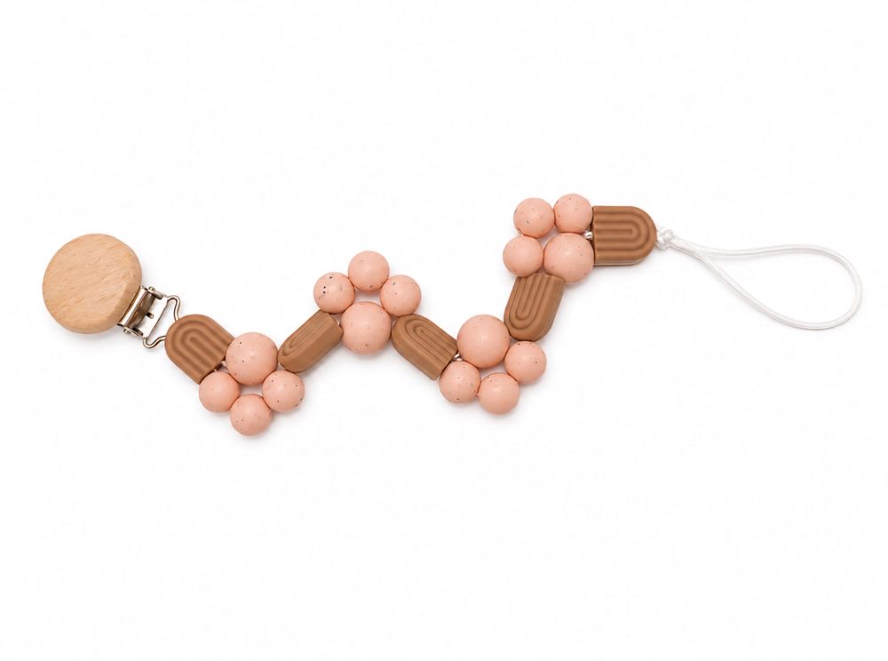 Maxims Baby Store - Woodland Meadow Pacifier Clip - Peach/Brown