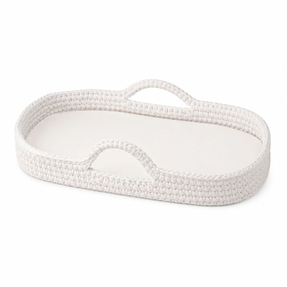 Maxims - Baby Handwoven Cotton Rope Changing Basket With Soft Mattress - White