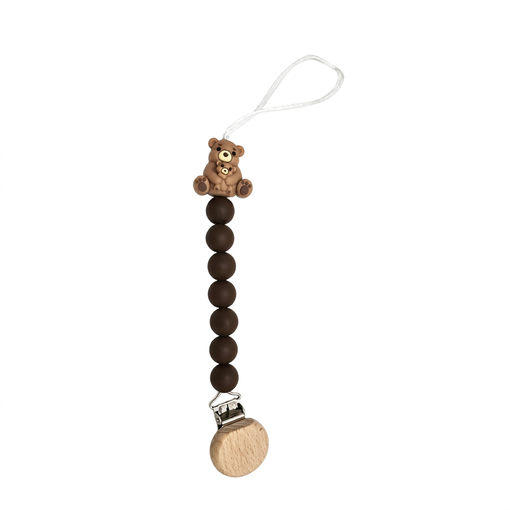 Maxims Baby Store - Teddy Toes Pacifier Clip Only - Deep Brown