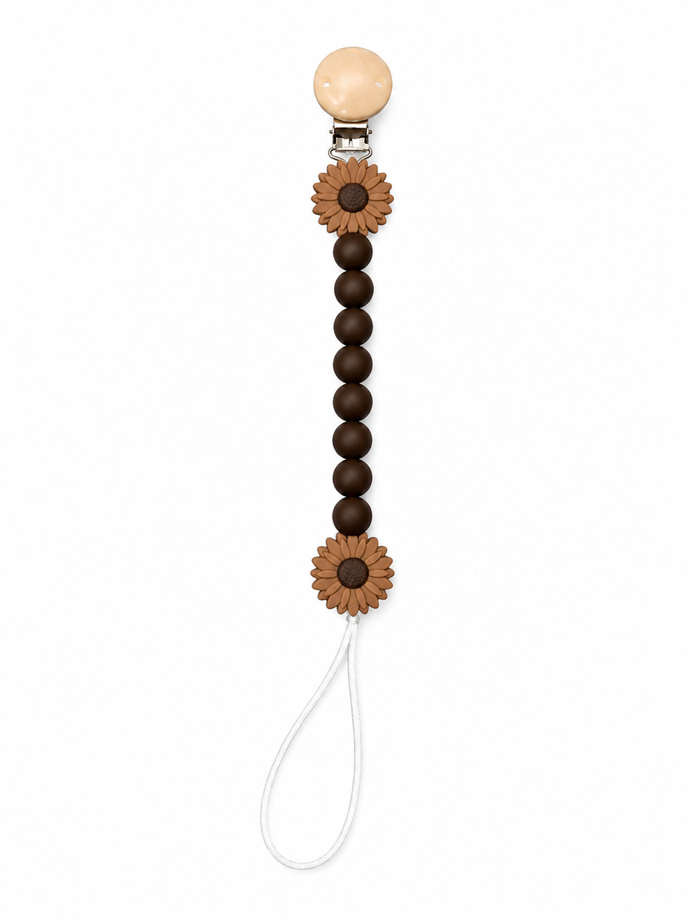 Maxims Baby Store - The Blossom And Bead Pacifier Clip - Dark Brown