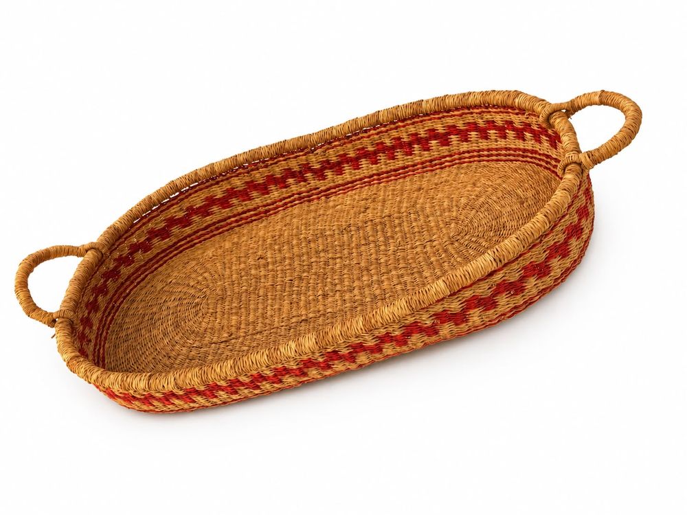 Maxims - Baby Handwoven Changing Basket With Handles - Brown/Red