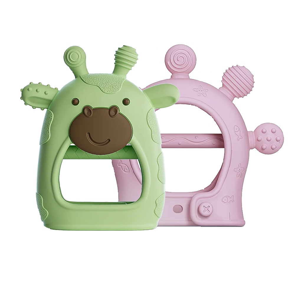 Momcozy - Baby Teether Toys - 2 Pcs - Green/Pink