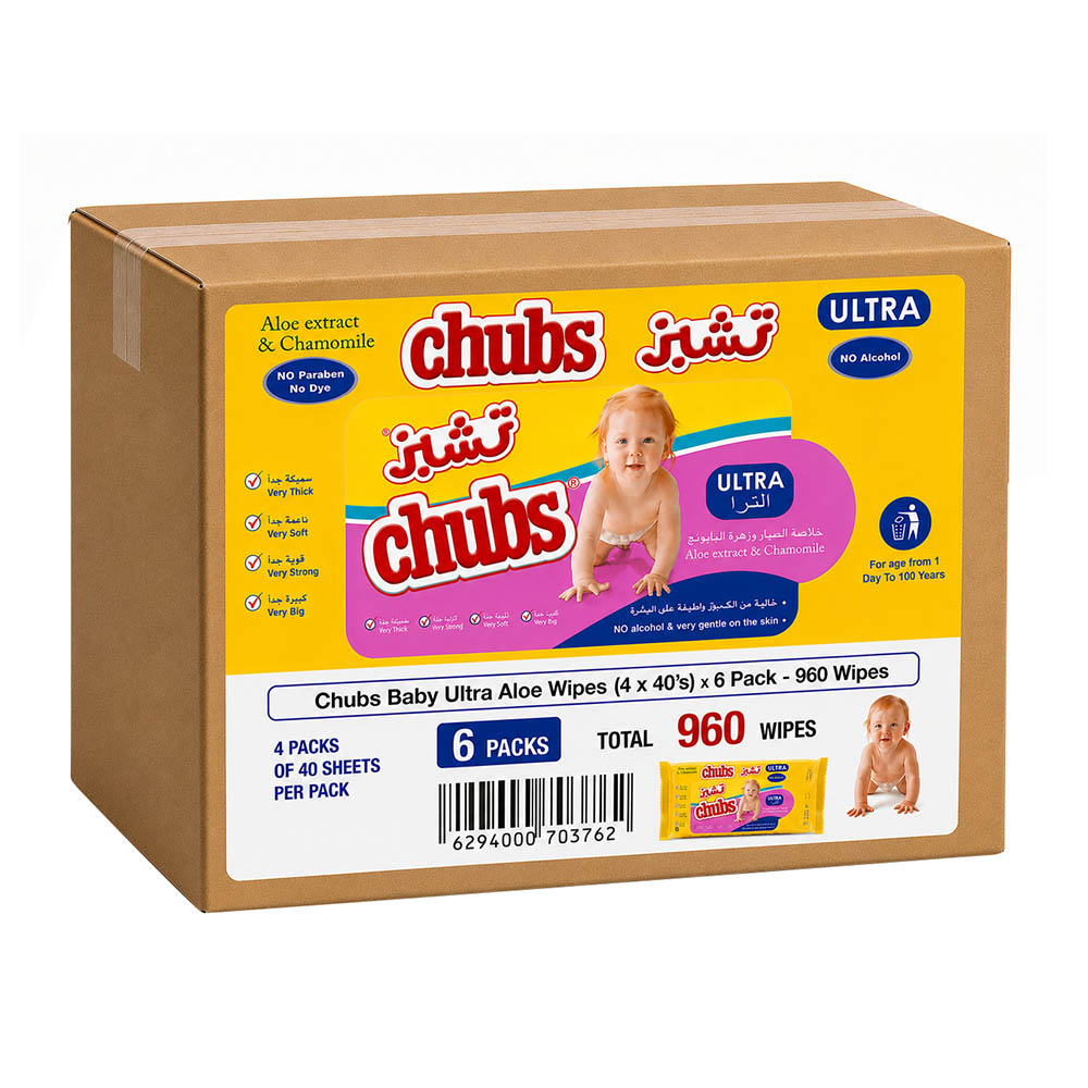 Chubs - Baby Ultra Aloe Wet Wipes - Pack of 6 - 960 Wipes