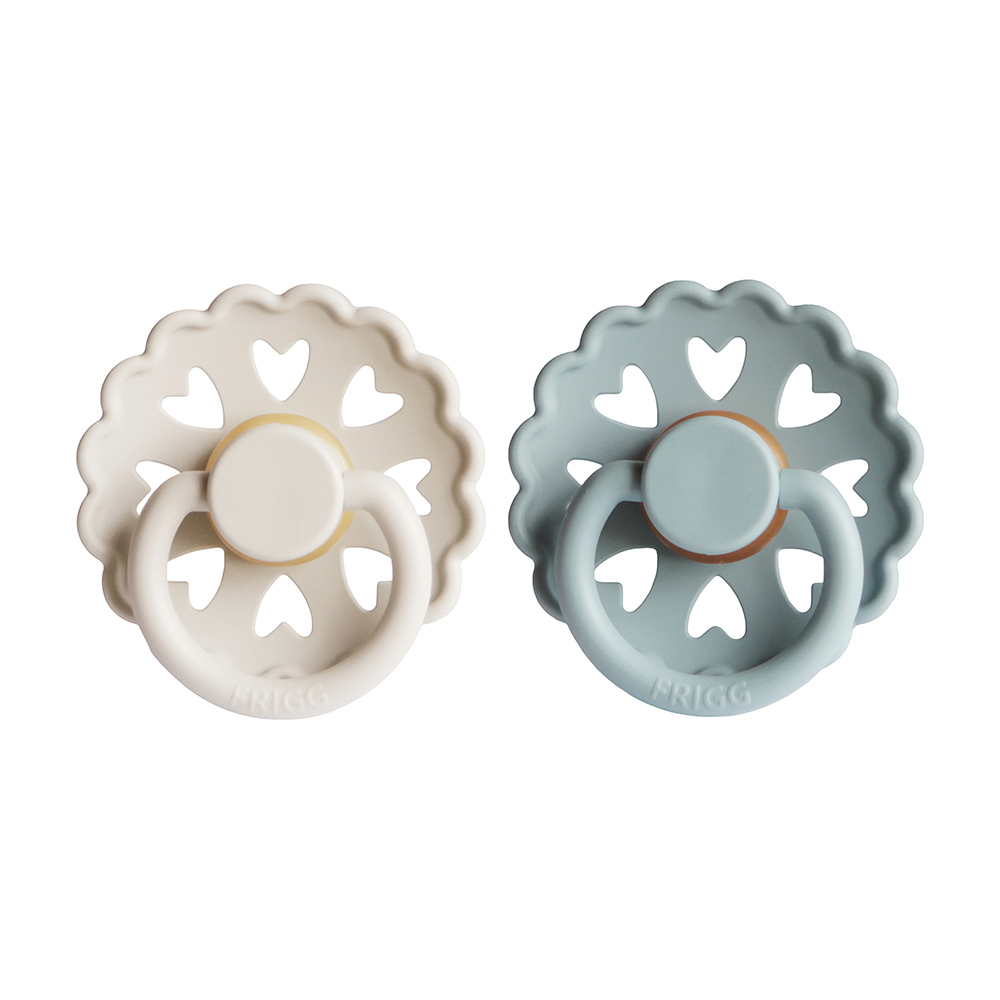 Frigg - Fairytale Silicone Baby Pacifier 6-18M - Cream/Stone Blue - 2Pc Set - S2