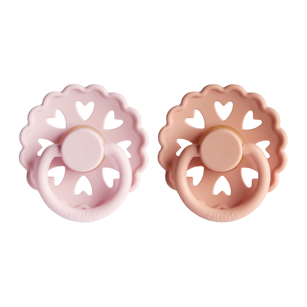 Frigg - Fairytale Silicone Baby Pacifier - White Lilac/Pretty In Peach - 2Pc Set