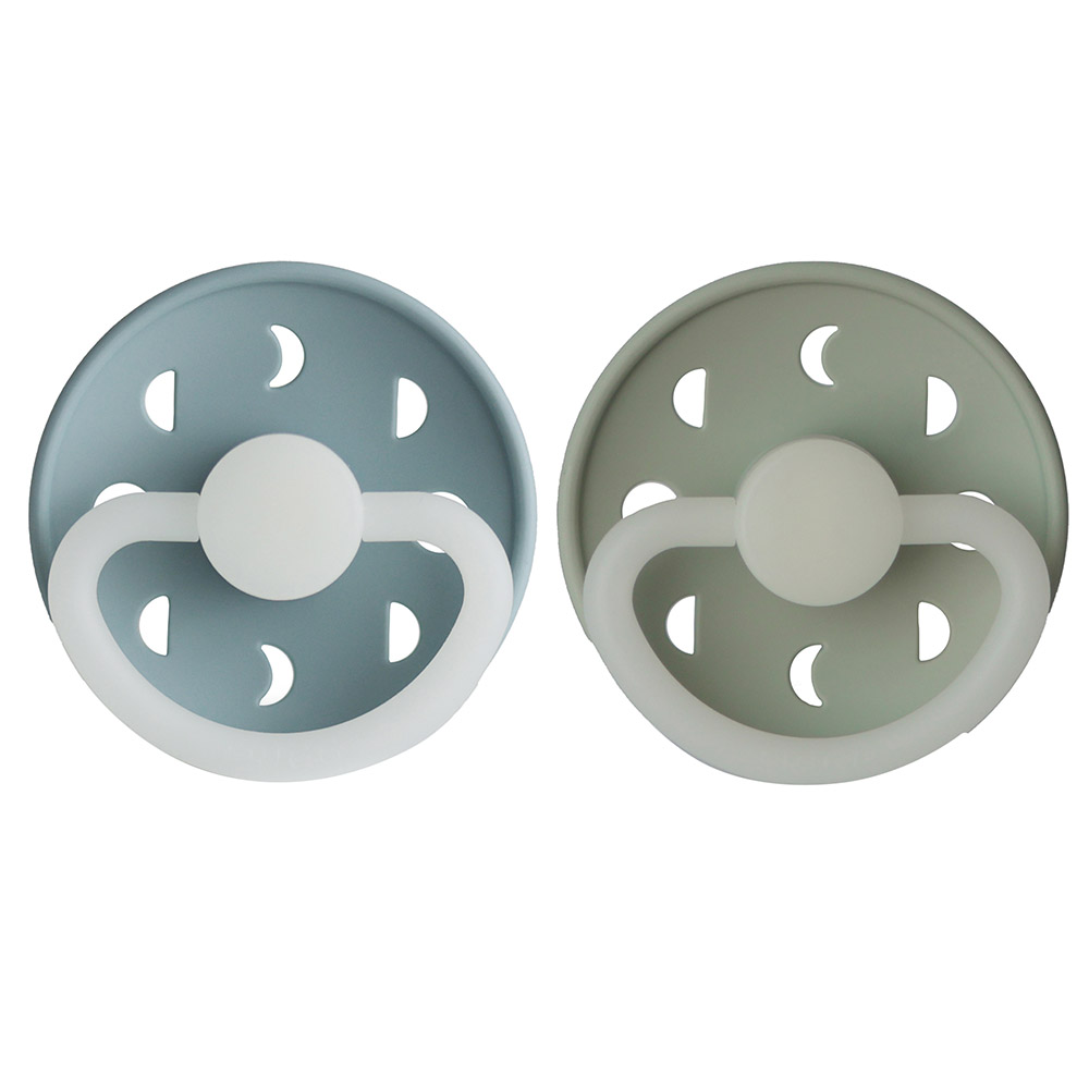 Frigg - Moon Phase Latex Baby Pacifier - Stone Blue Night/Sage Night - 2Pc Set