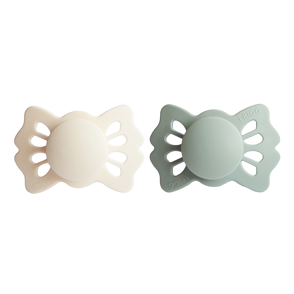 Frigg - Lucky Symmetrical Silicone Baby Pacifier 0-6M - Cream/Sage - 2Pc Set - S1