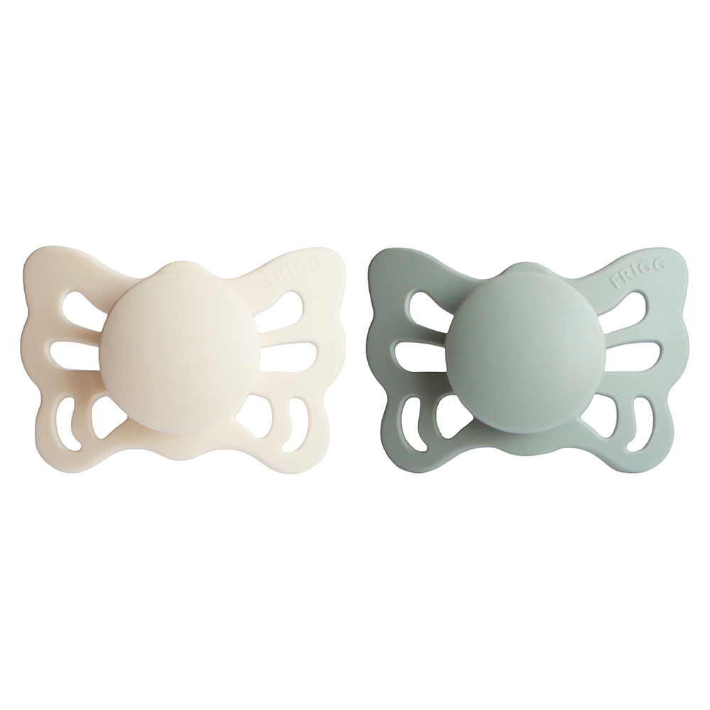 Frigg - Butterfly Anatomical Silicone Baby Pacifier 0-6M - Cream/Sage - 2Pc Set - S1