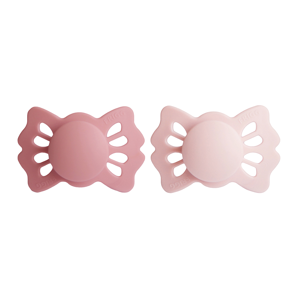 Frigg - Lucky Symmetrical Silicone Baby Pacifier 0-6M - Cedar/Baby Pink - 2Pc Set - S1