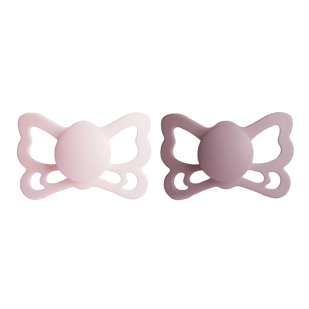 Frigg - Butterfly Anatomical Silicone Baby Pacifier 6-18M - White Lilac/Twilight Mauve - 2Pc Set - S2
