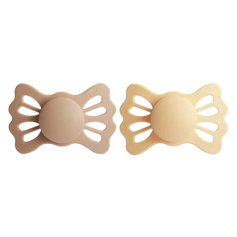 Frigg - Lucky Symmetrical Silicone Baby Pacifier 6-18M - Pale Daffodil/Silky Satin - 2Pc Set - S2