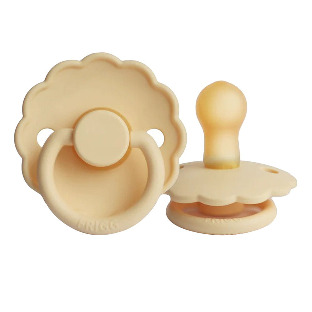 Frigg - Daisy Silicone Baby Pacifier - Pale Daffodil/Fuchsia - 2Pc Set