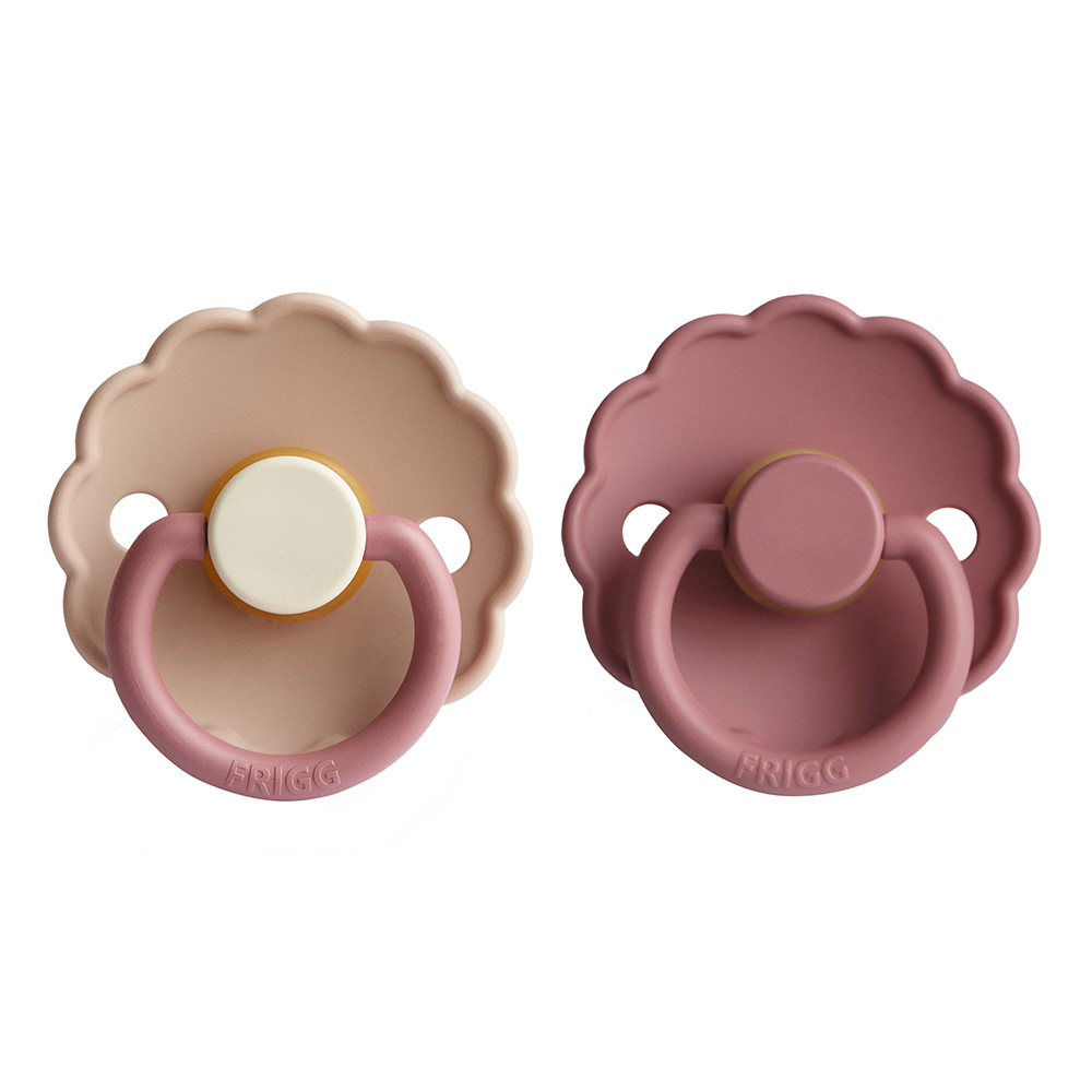 Frigg - Daisy Silicone Baby Pacifier - Peony/Cedar - 2Pc Set
