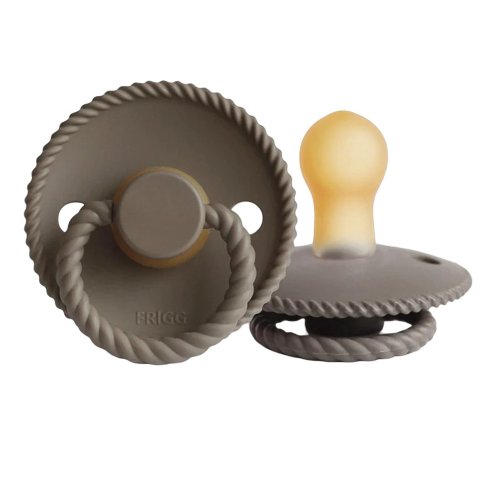 Frigg - Rope Silicone Baby Pacifier - Portobello/Silver Grey - 2Pc Set