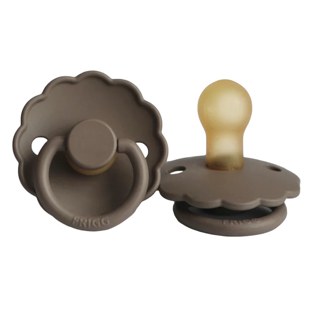 Frigg - Daisy Latex Baby Pacifier - Croissant Night/Portobello - 2Pc Set