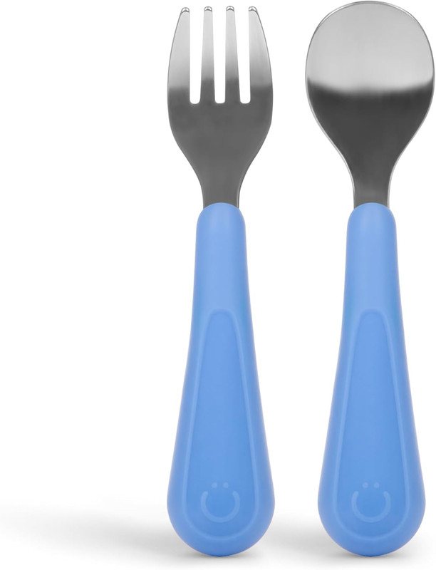 Ubbi - Stainless Steel Toddler Fork & Spoon Set - Multicolor - 2 Pcs