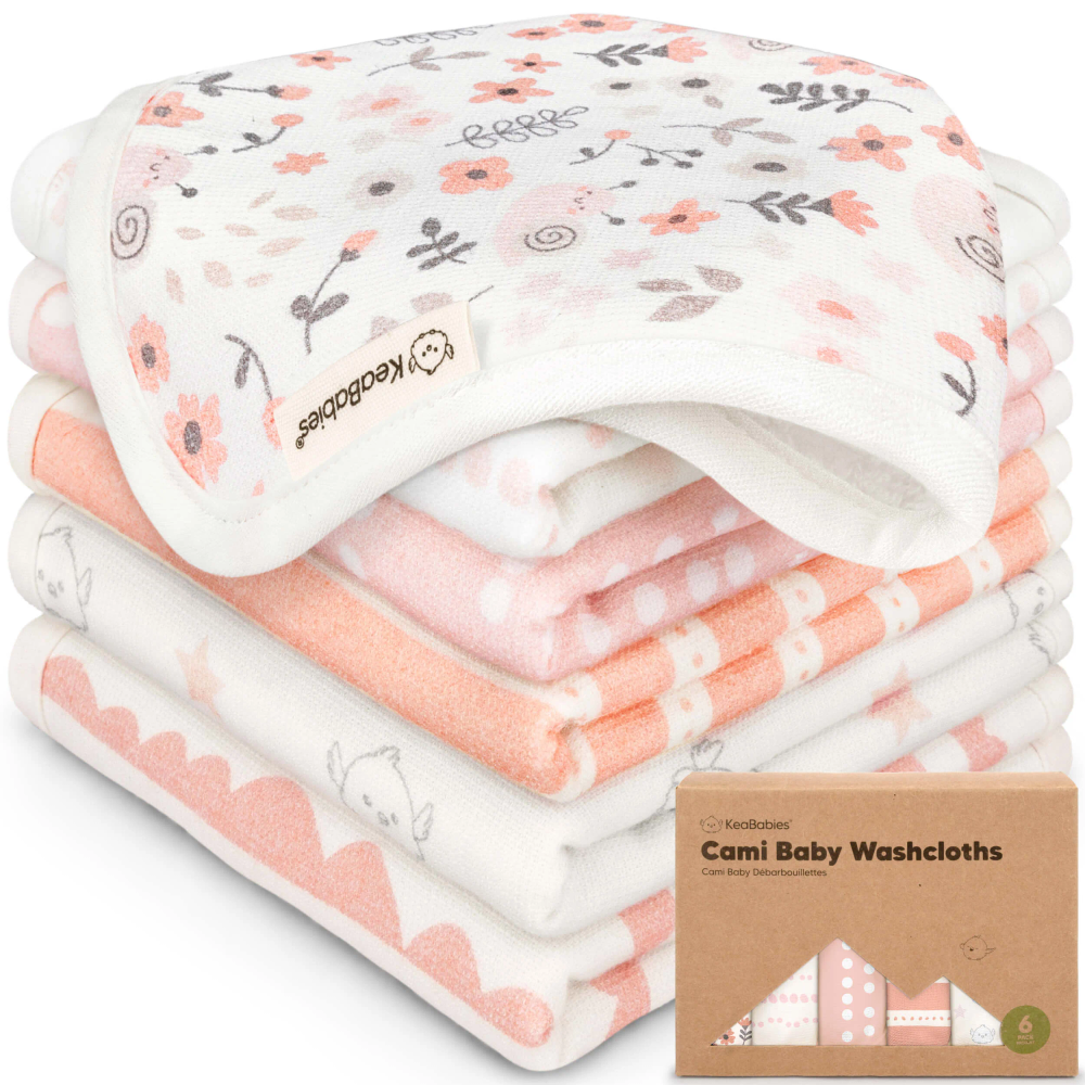 Keababies - Cami Baby Washcloths - Sweet Charm - 6 Pc Set