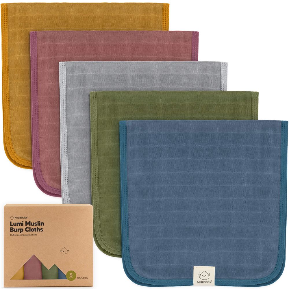 Keababies - Lumi Muslin Burp Cloths - Bloom - 5 Pc Set