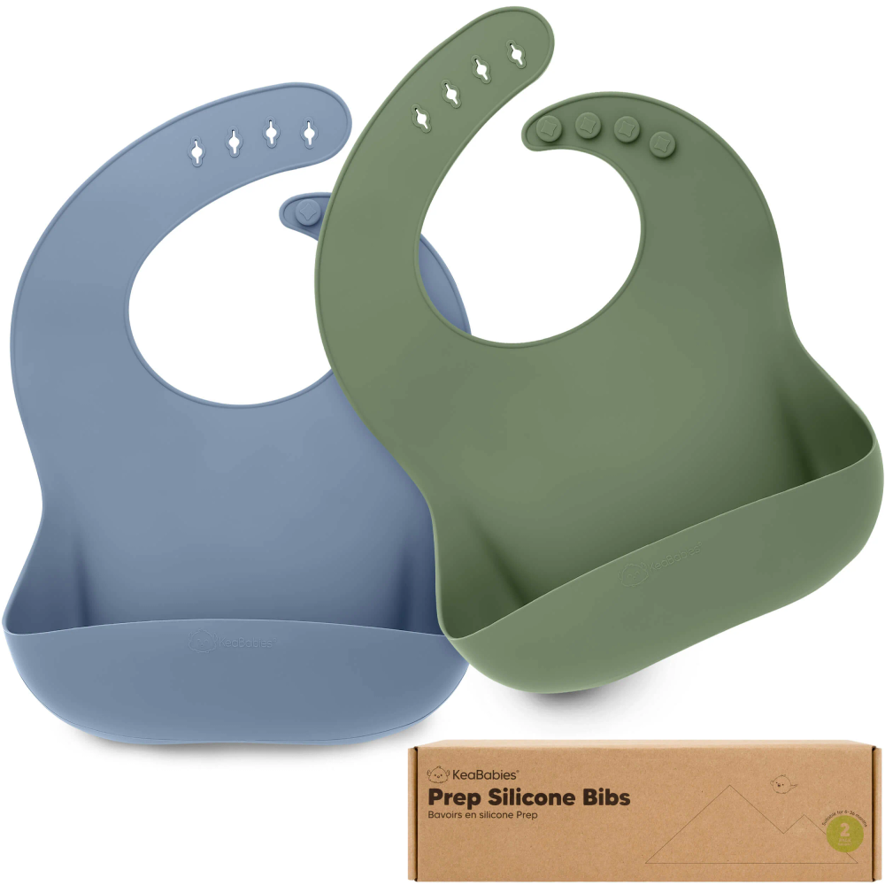 Keababies - Prep Silicone Baby Bibs - Amethyst - 2 Pc Set