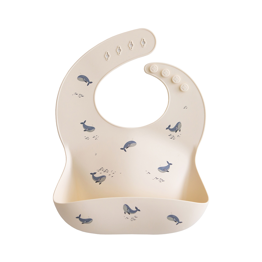 Mushie - Baby Silicone Bib - Whales