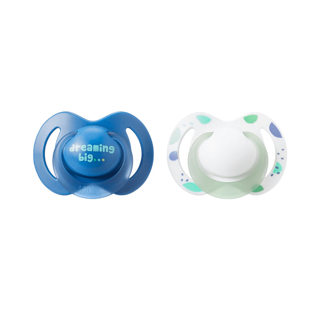 Nuby - Night Time Glow In The Dark Pacifiers - Blue - 2 Pcs
