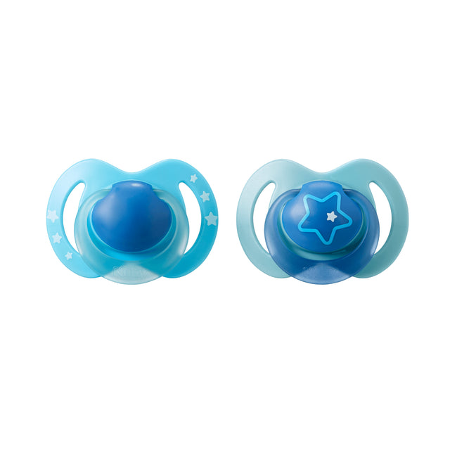 Nuby - Night Time Glow In Dark Soothers - Blue - 2 Pcs