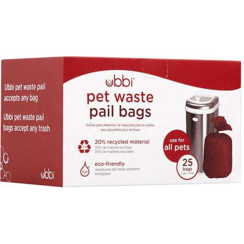 Ubbi Pet Waste Pail Bags - Red - 25 Bags