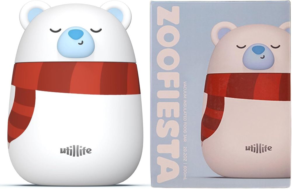 Utillife - Zoofiesta Kids Insulated Food Jar Polar Bear - Vacuum Thermos
