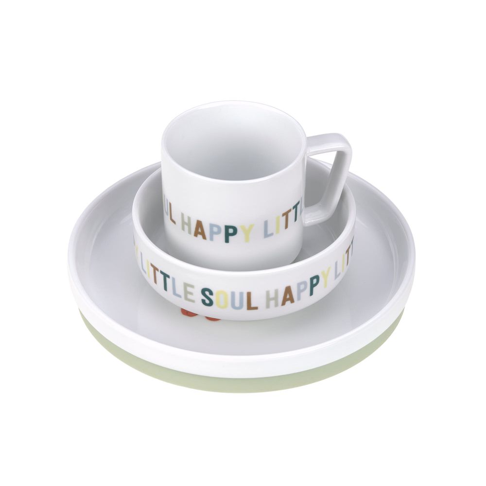 Lassig Happy Little Soul Dish Set - White - 3pcs