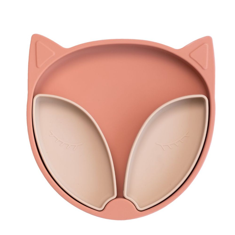 Tidy Tot Silicone Suction Plate With 2 Pots - Fox