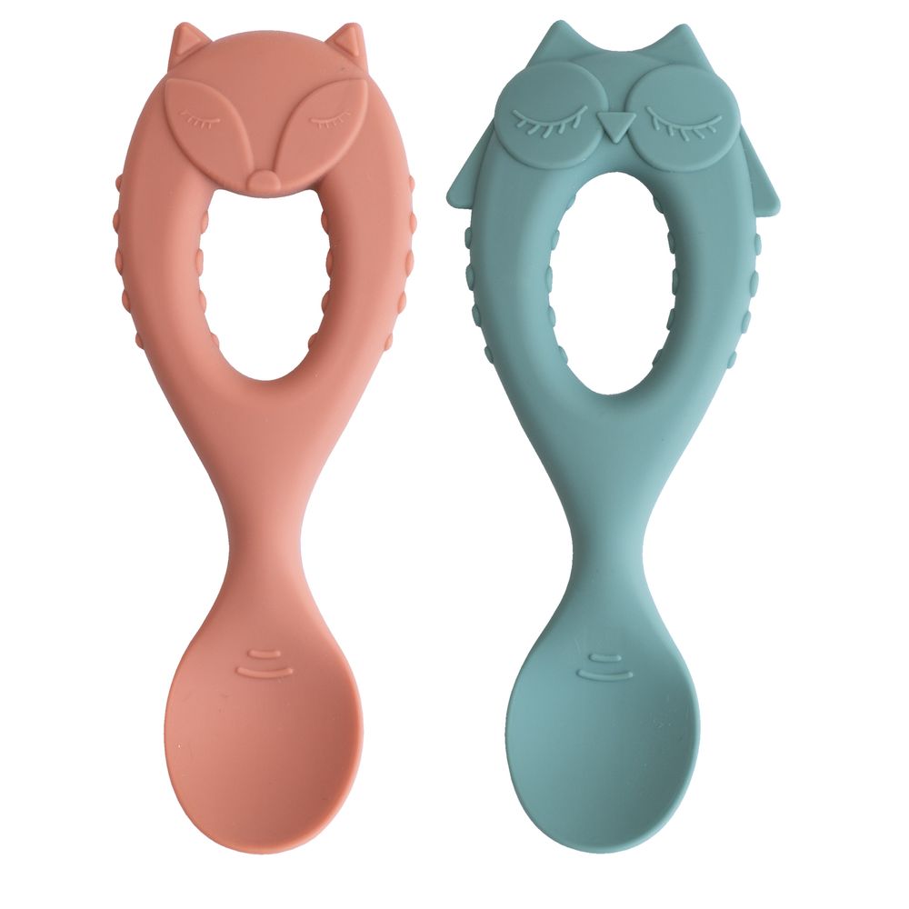 Tidy Tot Silicone Weaning Spoon Set - Fox/Owl - 2 Pcs
