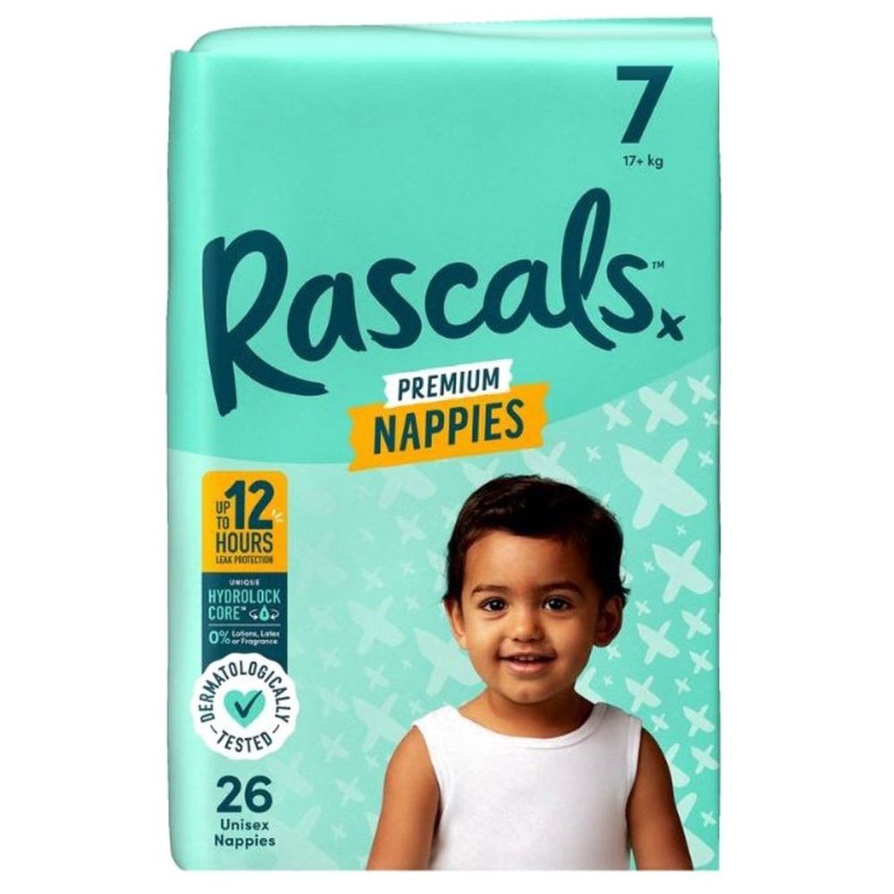 Rascals - Premium Baby Diapers - Size 7 - 17+ kg - 26 Pcs