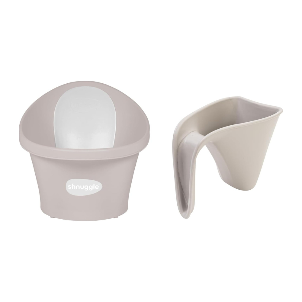 Shnuggle - Baby Bath & Rinsing Jug Bundle - Taupe - 2pc Set