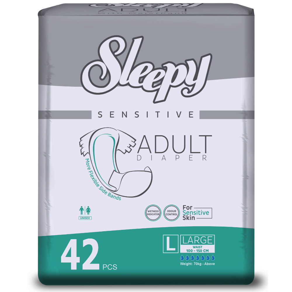 Sleepy - Hypoallergenic Adult Diapers - Large - 100-150cm - 42 Count