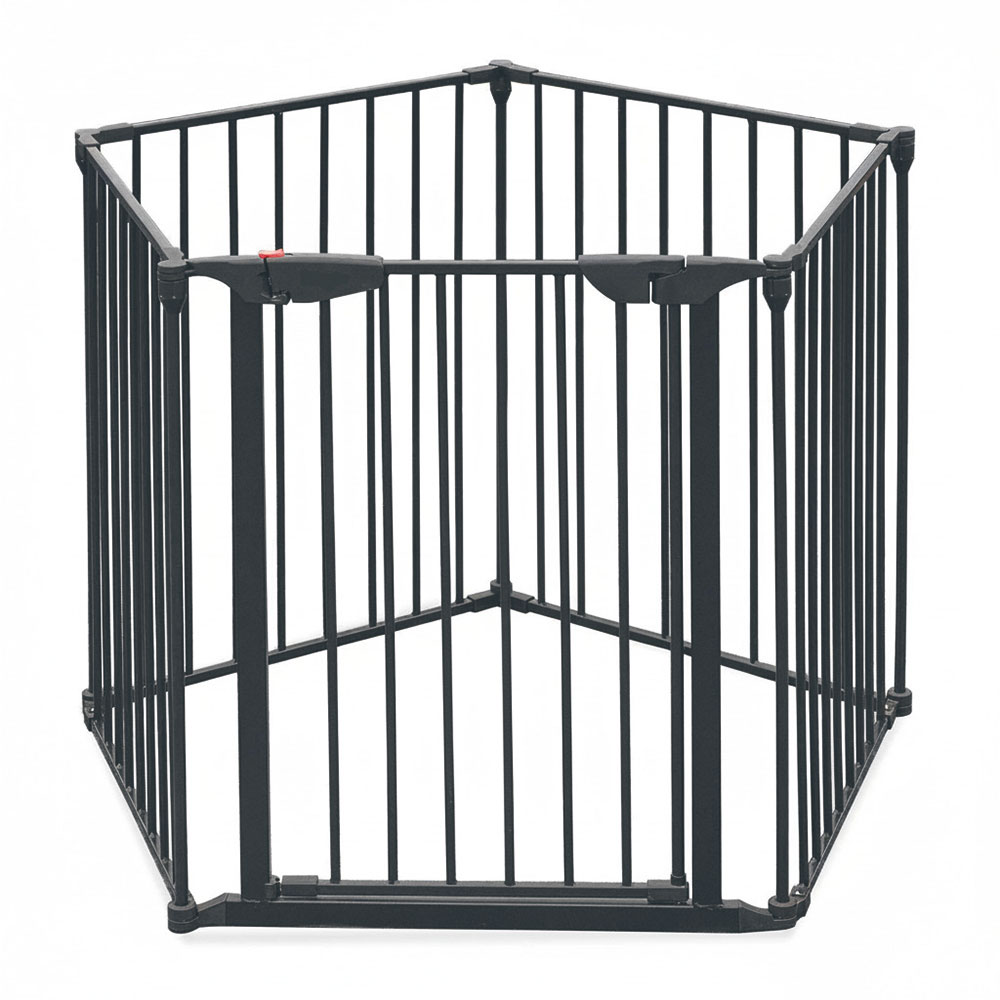 Baybee - Baby Safety Gate Adjustable Metal Barrier Fence - Grey