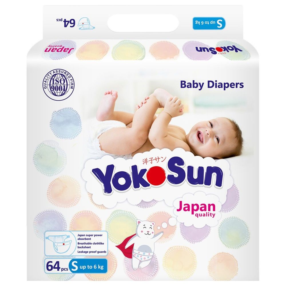 Yokosun - Baby Diapers - Size 2 Small - Up To 6 kg - 64 Pcs