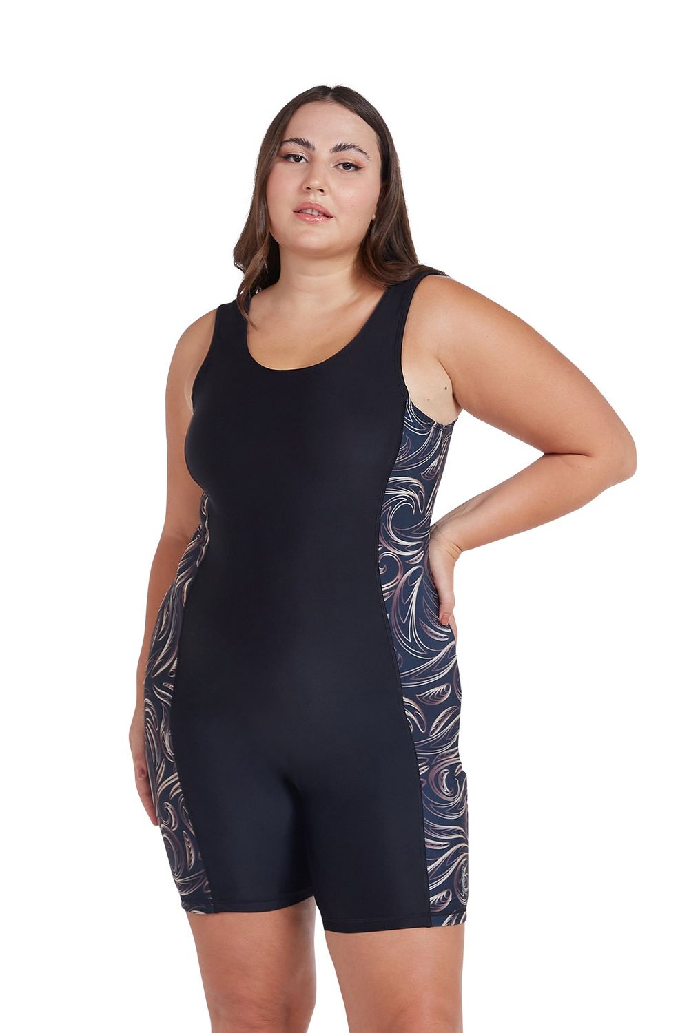 Coega Sunwear - Women's Sleeveless Shortie Swimsuit - Nero Golden Swirls