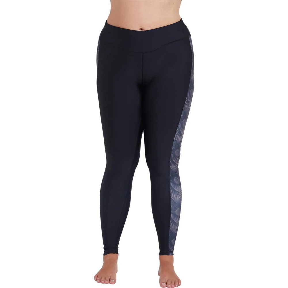 Coega Sunwear - Women's Full Length Tights - Nero Silver Tropical