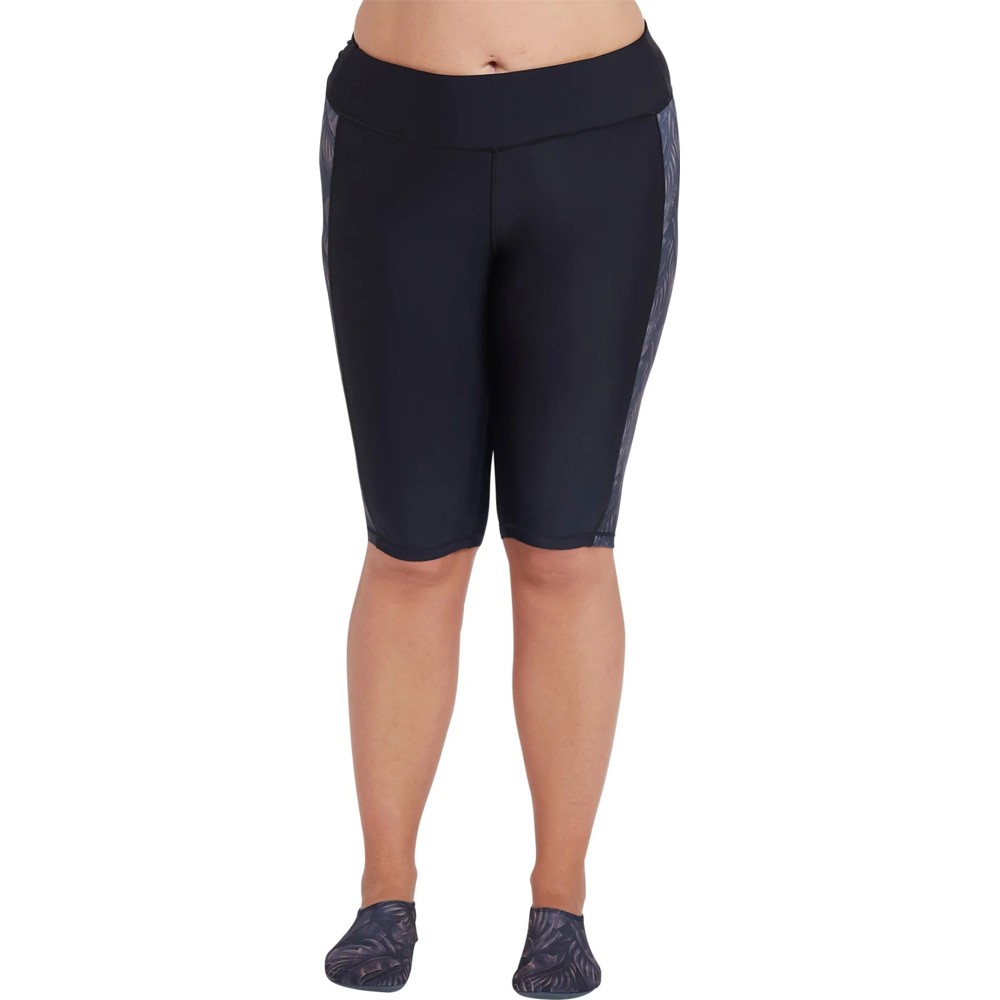 Coega Sunwear - Women's Long Swim Shorts - Nero Silver Tropical