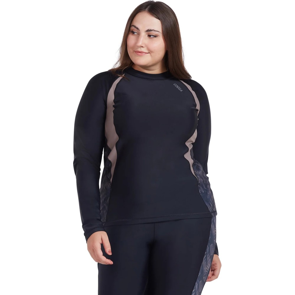 Coega Sunwear - Women's Long Sleeves Rashguard - Nero Silver Tropical