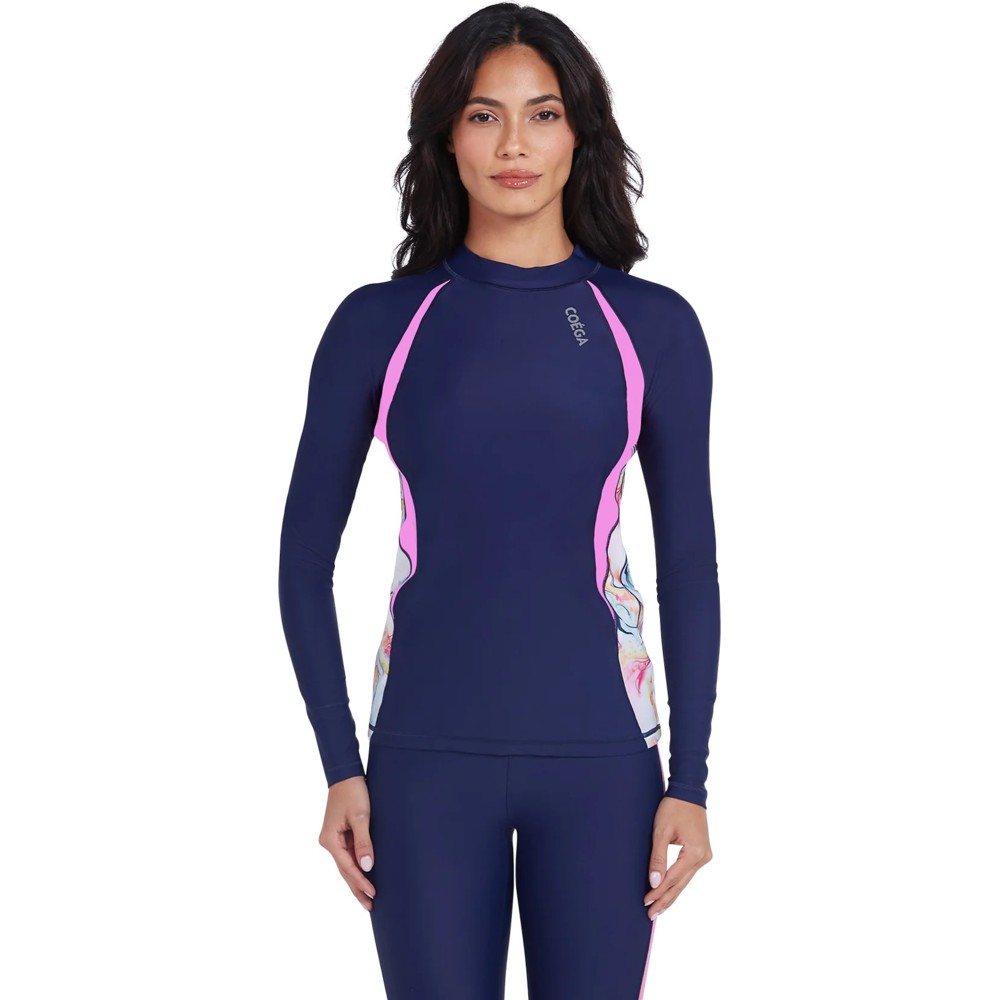 Coega Sunwear - Women's Long Sleeves Rashguard - Blue Pink Marble