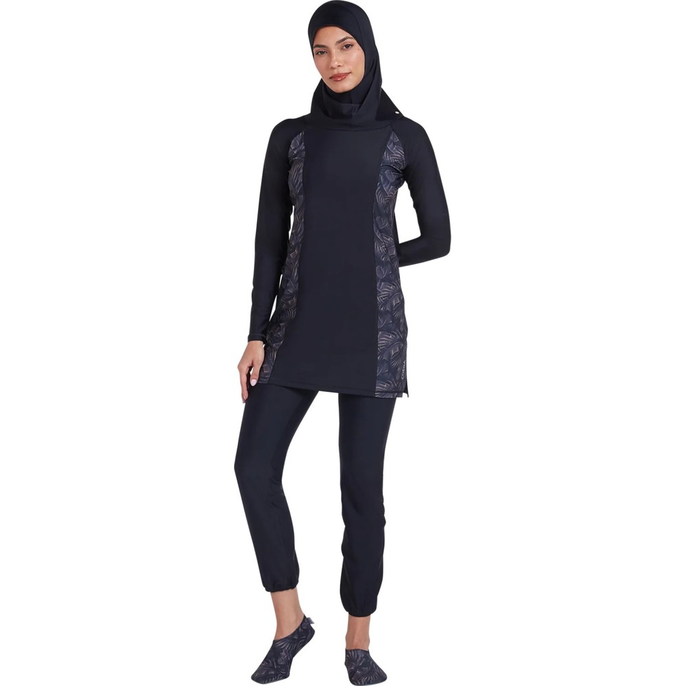 Coega Sunwear - 3pc-Set - Women's Modest Swimwear - Nero Silver Tropical