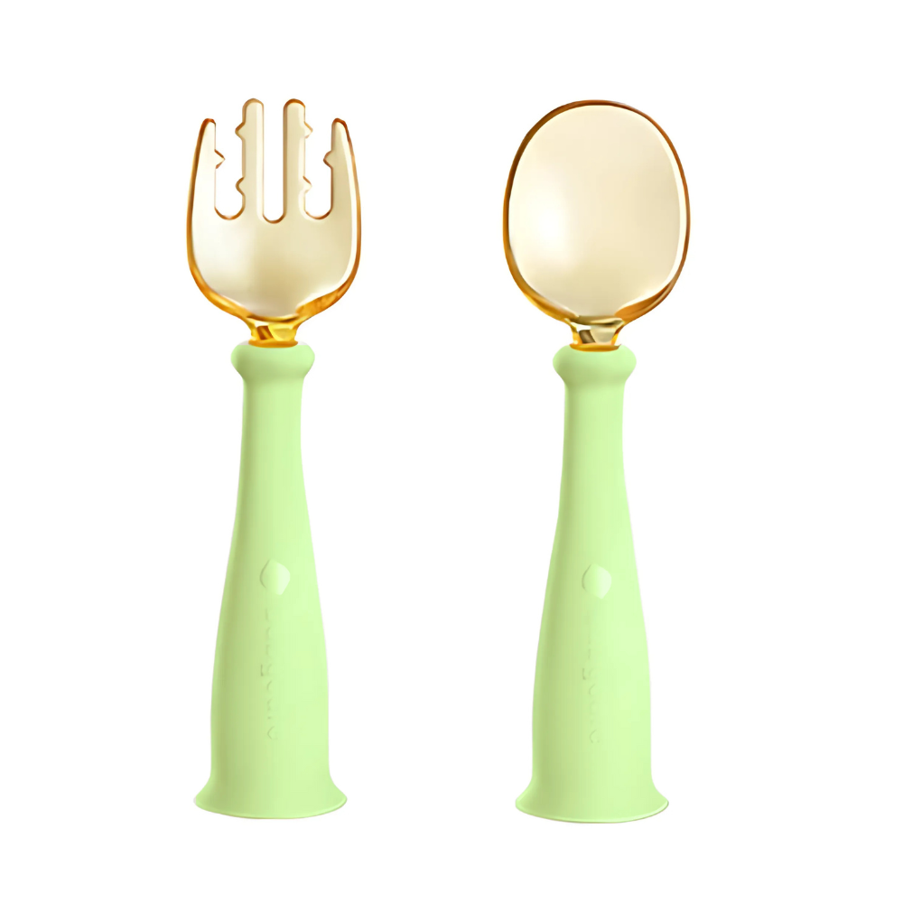 Babycare Spoon And Fork Set - Light Green
