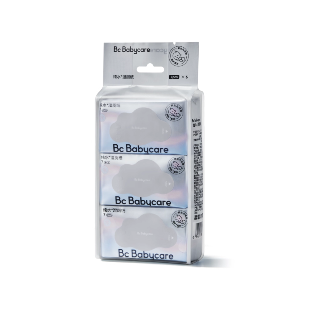 Babycare - Pure Water Flushable Mini Wet Wipes - Pack of 6 - 42 Pcs