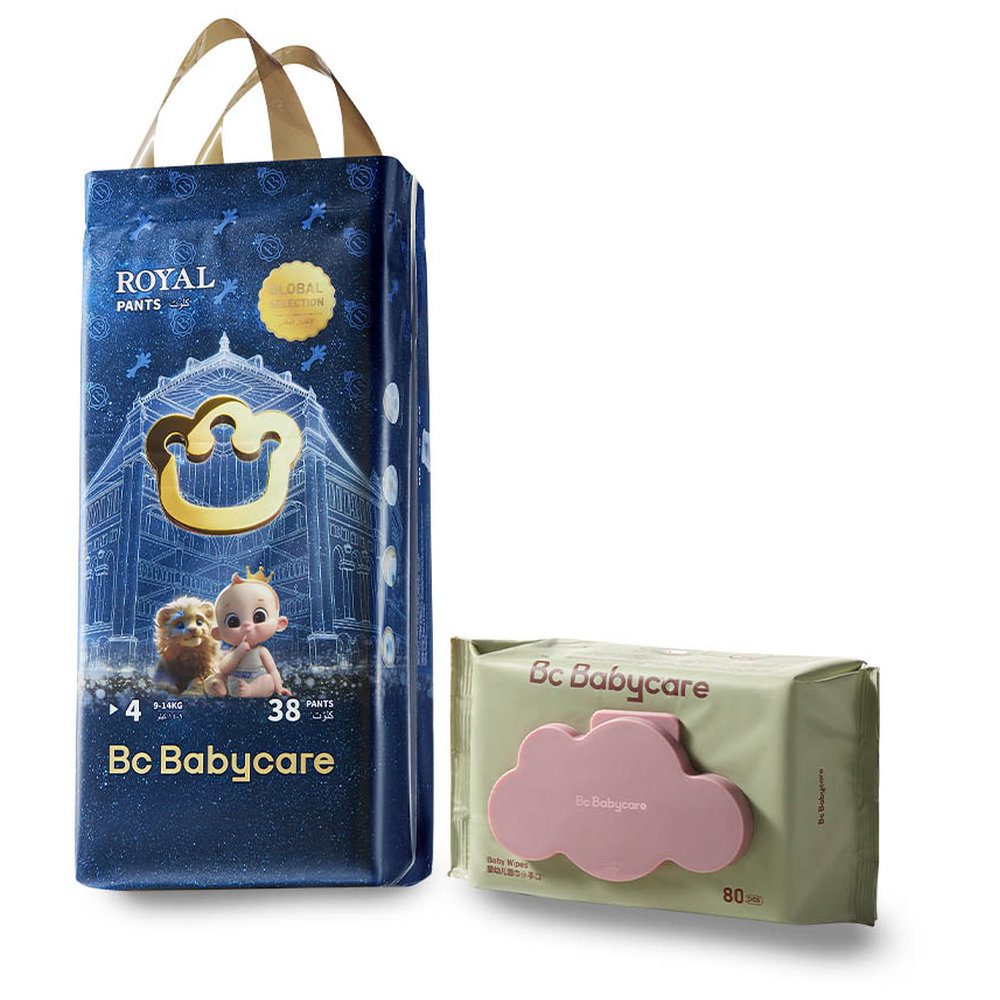 Babycare - Royal Baby Diaper Pants Size 4 9-14Kg - 1 Pack 38pcs + 1 Wipes 80pcs - Mega Super Bundle